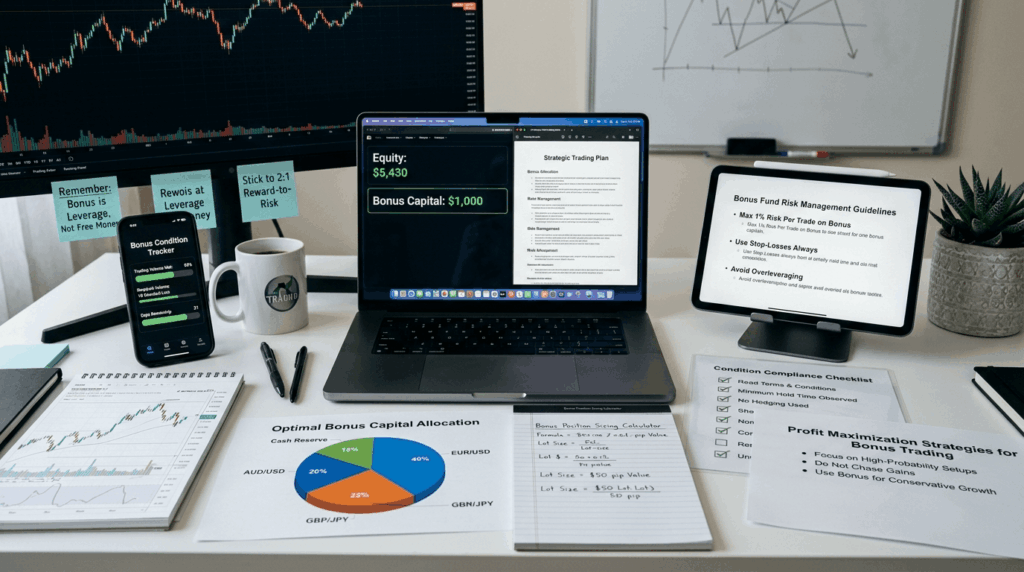 "Account with green active status, compliance checklist, prohibited activities marked with red X, and safe bonus usage guidelines"