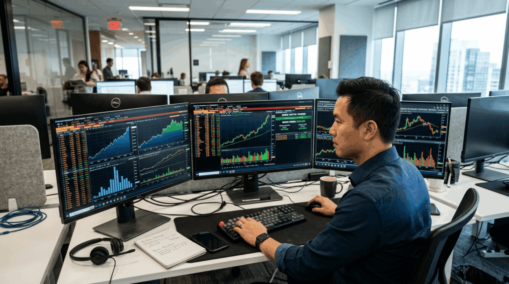 Bonus capital trading with stock market charts and investment.