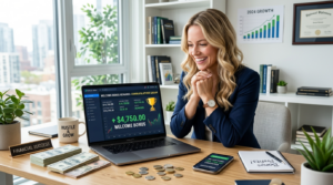 Welcome bonus profits showing financial gains and reward earnings.