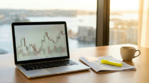 Australian trader's desk with disclosure documents, illustrating the ASIC CFD product intervention