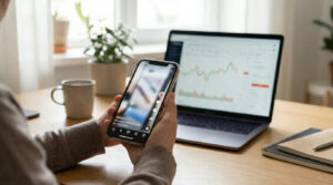 Smartphone showing a social media feed, illustrating finfluencer forex promotion risks